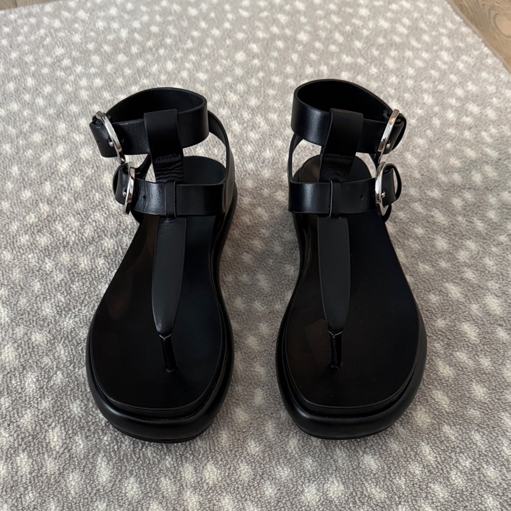 Zara Black Leather Women's Sandals